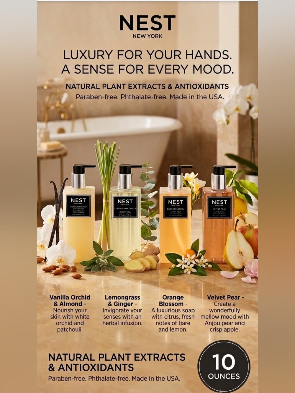 NEST Fragrances Liquid Hand Soap In 4 Varieties, Pick 1, NWT